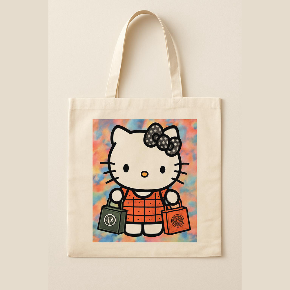 Women's Unbranded Kitty Graphic Tote Bag One Size Beige Multi-color